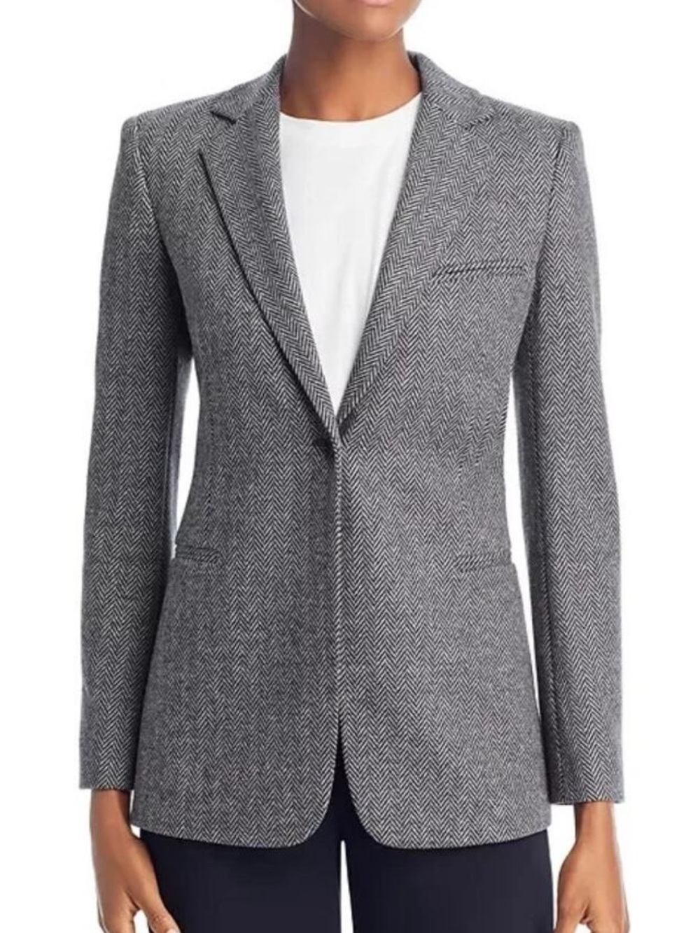 Theory Slim One Button Abbot Knit Chevron Blazer size 2